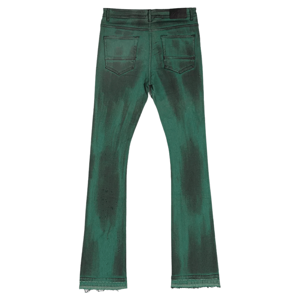 Backside of the nonchalance jeans in green color